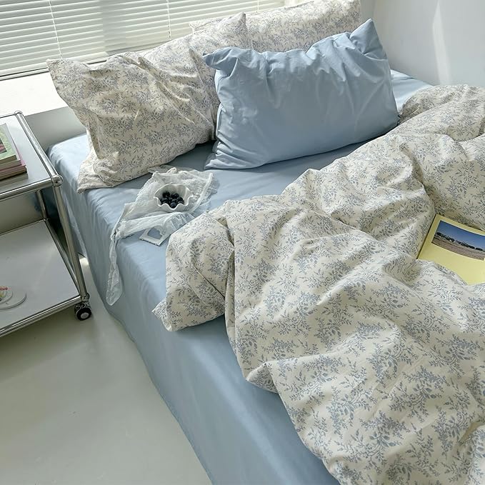 mixinni Blue Floral Duvet Cover King Size - Image 2