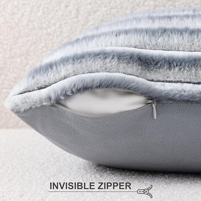 Pallene Faux Fur Plush Lumbar Throw Pillow Covers 12x20 Set of 2, Luxury Soft - Image 3