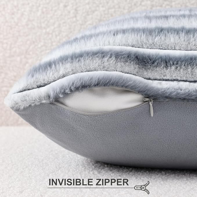 Pallene Faux Fur Plush Throw Pillow Covers 26x26 Set of 2, Luxury Soft Fluffy - Image 3