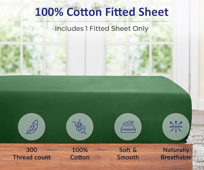 ROYALE LINENS 300 Thread Count 100% Long Staple Combed Cotton Fitted Sheet King - Image 4