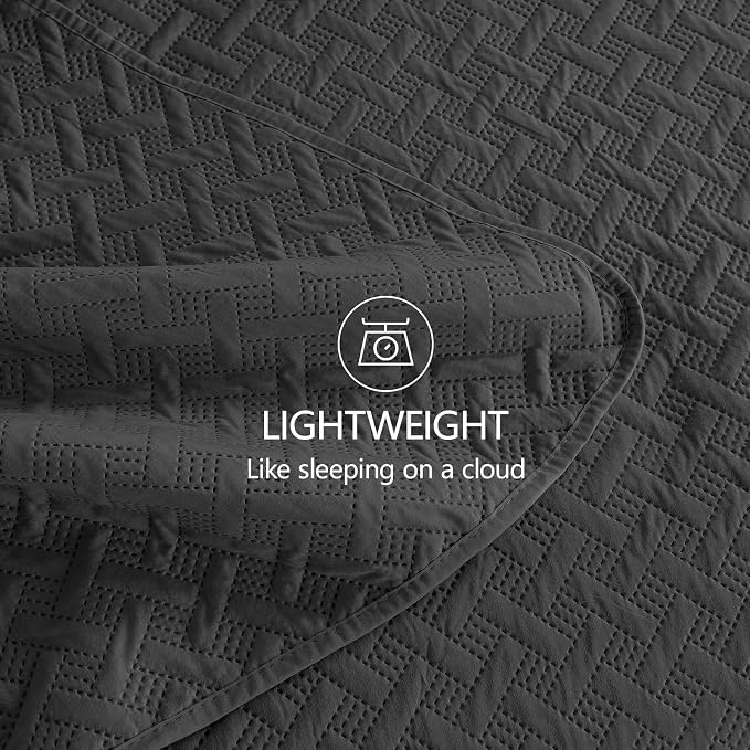 FLYMME Queen Quilt Bedding Set Black Lightweight Bedspreads Full Size, Soft - Image 6