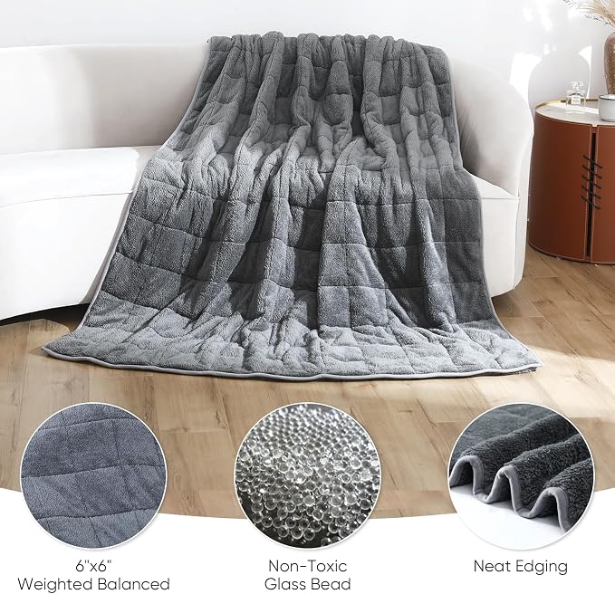 Sherpa Weighted Blanket for Adults, 20 lbs Fluffy Bed Blanket for Deep Sleep - Image 5