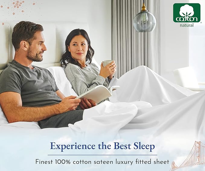 2 Twin XL Fitted Sheets, 400 Thread Count 100% Cotton Sateen Fitted Sheets - Image 8