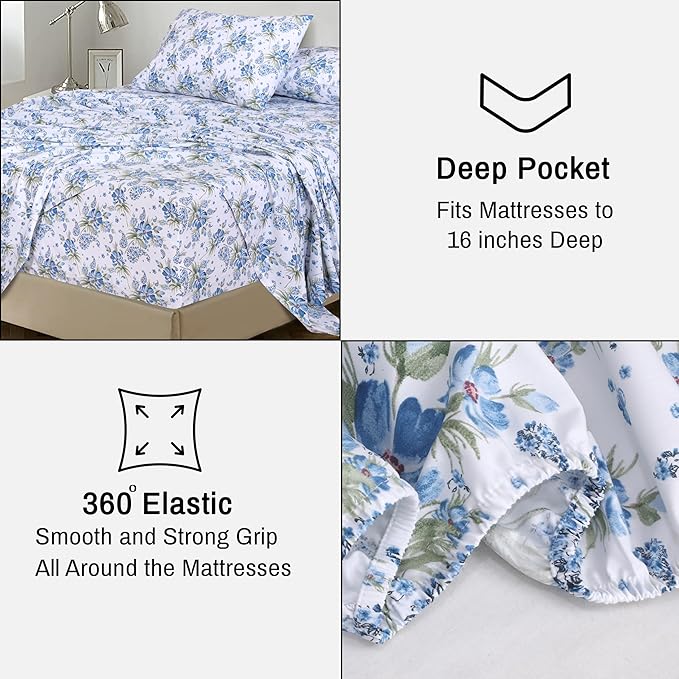 RUVANTI 100% Cotton Sheets – Full Size Percale Bedding, Cooling & Breathable - Image 6