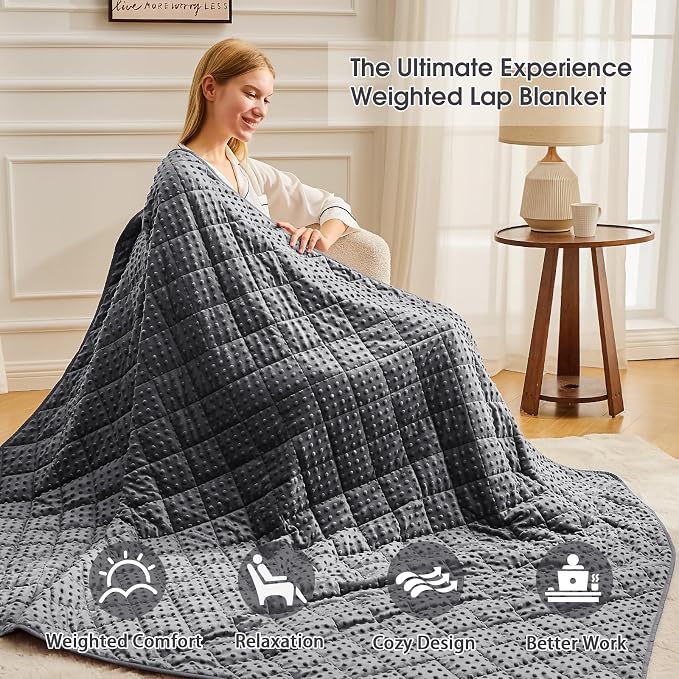 Grey Weighted Blanket for Adults 12lbs, Twin Full Size Cooling Minky Heavy - Image 4