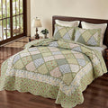 VIVILINEN Full Queen Size Green Patchwork Quilt Set Reversible Quilted by VIVILINEN