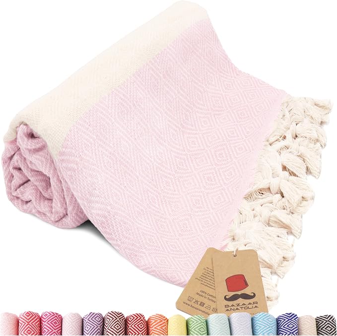 Bazaar Anatolia Turkish Beach Towel – 100% Cotton, Quick Dry, Sand Free Towel by BazaarAnatolia