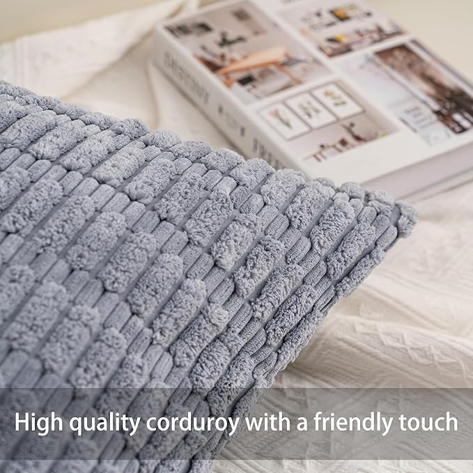 Aegero Pack of 2 Corduroy Decorative Throw Pillow Covers 20x20 InchSoft Boho - Image 3