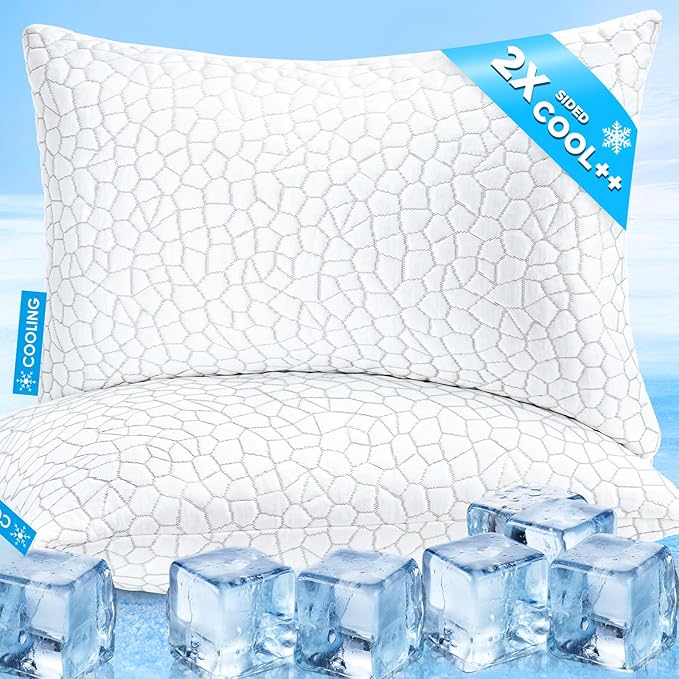 Cooling Pillows King Size Set of 2, Firm Shredded Memory Foam Pillows by SUPAMODERN