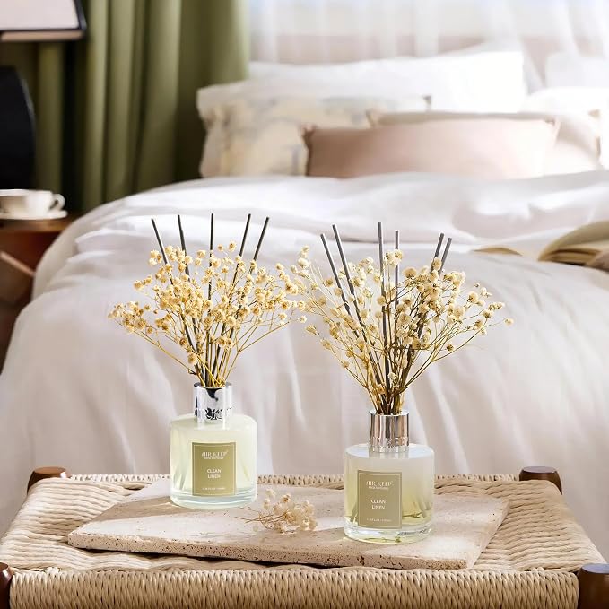 Airkeep Reed Diffuser 3.38 oz 2pk, Clean Linen Scented Reed Diffuser Set - Image 4