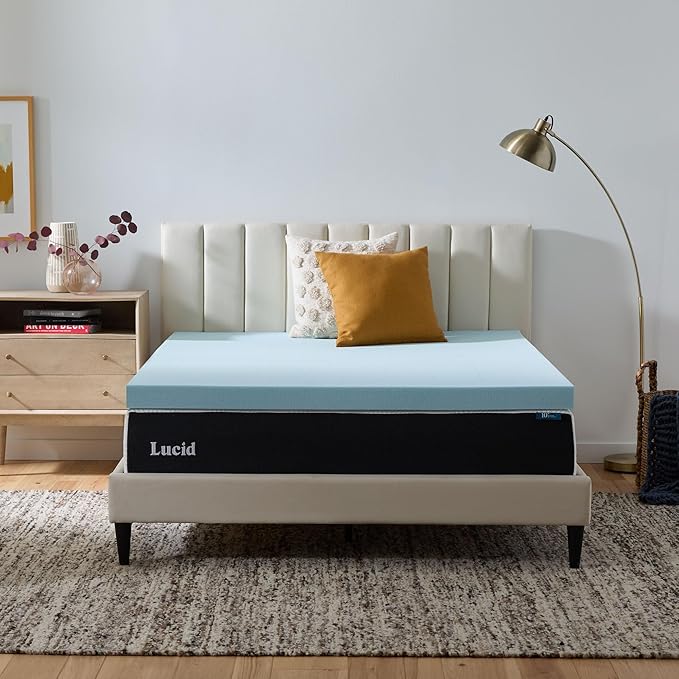 Lucid 3 Inch Memory Foam Mattress Topper, Full Size – Cooling Gel Bed Topper – by Lucid