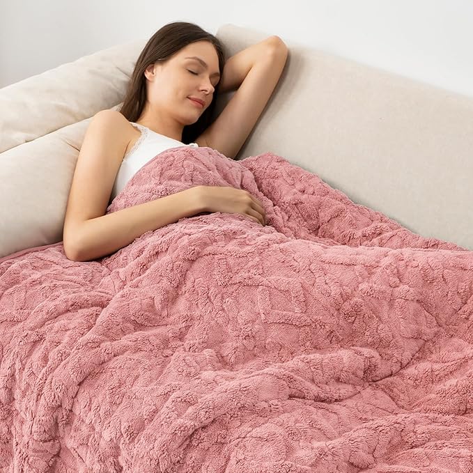 Wemore Weighted Blanket for Adults Twin Size 15 lbs, Dual Sided Soft Fuzzy by WemoreDirect