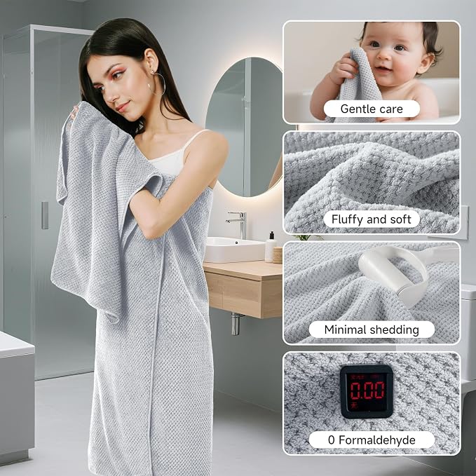 REDKISS 6 Piece Premium Towel Set, 2 Bath, 2 Hand, and 4 Wash Cloths, - Image 3