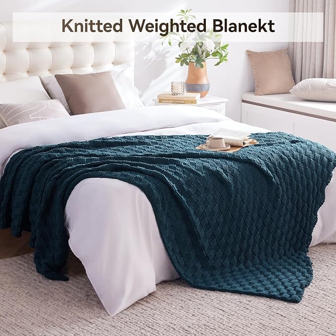 Knitted Weighted Blanket for Adult, No Beads Heavy Blanket 50” x 60'' 10lbs - Image 6