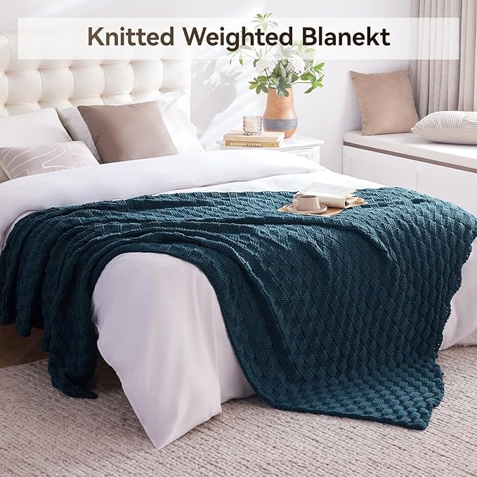 Knitted Weighted Blanket for Adult, No Beads Heavy Blanket 50” x 60'' 7lbs - Image 6