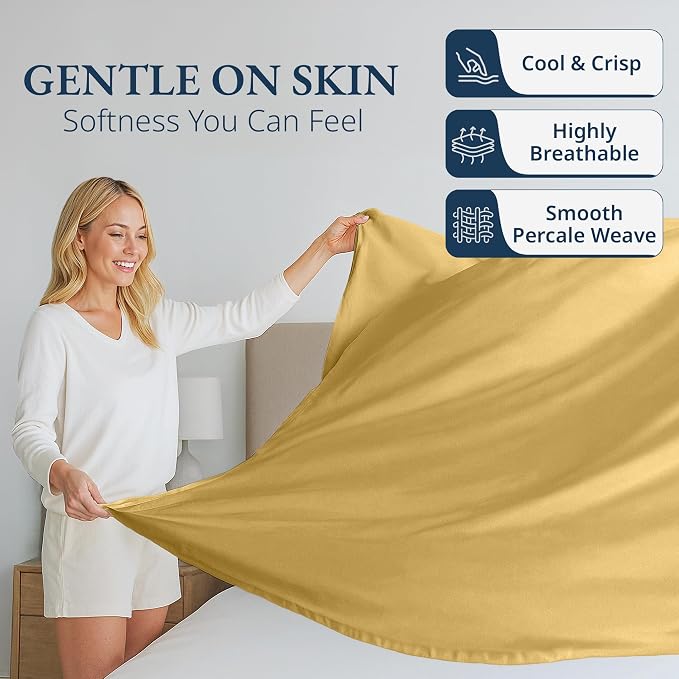 Lane Linen 100% Organic Cotton Twin Size Flat Sheet Only - Image 3