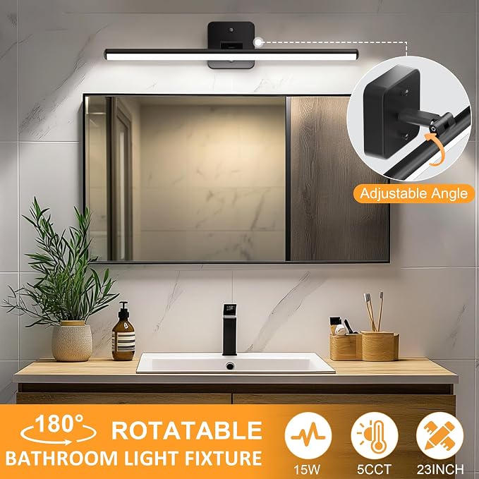 Sailstar Upgraded Bathroom Light Fixtures 23 inch Rotatable, Dimmable 15W 5CCT - Image 2