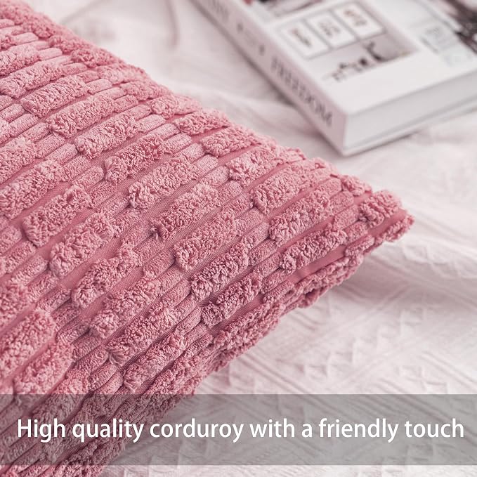 Aegero Pack of 2 Corduroy Decorative Throw Pillow Covers 24x24 Inch Soft - Image 2