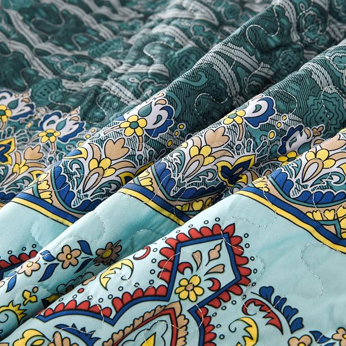 WONGS BEDDING Boho Quilt Set Twin Size, Lightweight Microfiber Bed Decor - Image 8