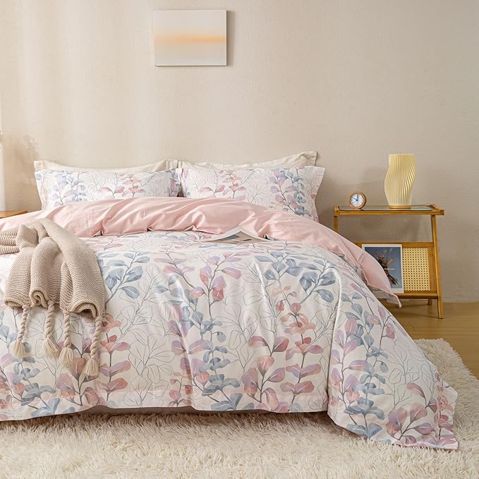 OAITE Duvet Cover Set Queen Size Floral Pattern Ultra Soft 100% Cotton Duvet - Image 2