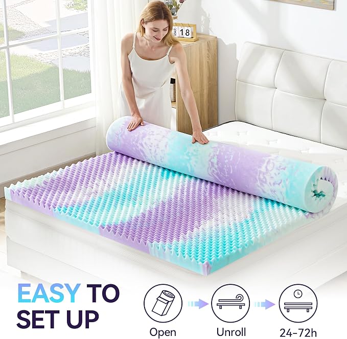 SINWEEK 2 Inch Egg Crate Memory Foam Mattress Topper Twin Size, Soft Mattress - Image 7