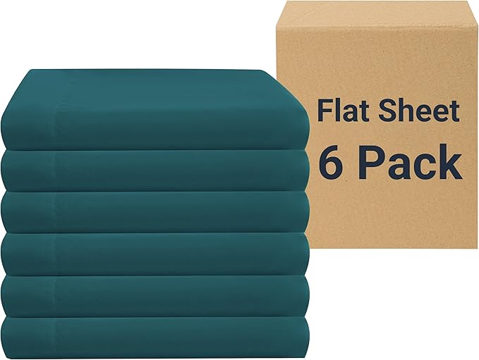 ZPECC King Flat Sheet Only 6 Pack, Durable Teal Top Bed Sheets Hypoallergenic by ZPECC-ABrandThatHasBeenFocusedOnBabyProductsFor18Years