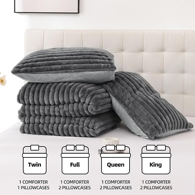 Smoofy Fluffy Queen Comforter Set 3 Pieces - Image 7
