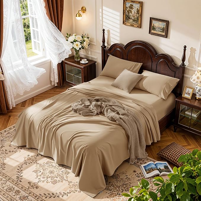LBRO2M 100% Cotton Sheets Set Deep Pocket 19", 1000 Thread Count King Size 4 by LBRO2MBedding