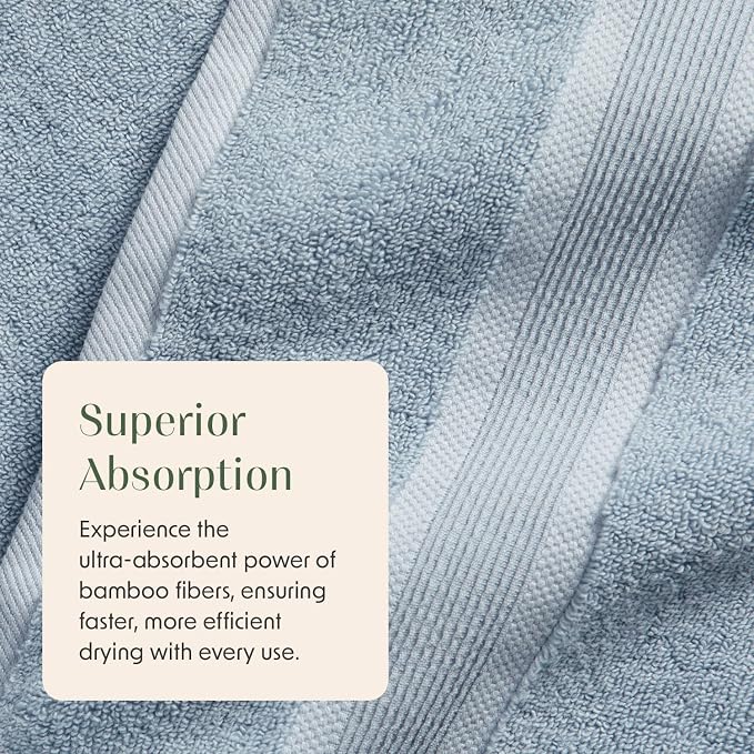 Springtree Home Luxury Bamboo Rayon Bath Towel Set 6 Piece Set | 35% Bamboo - Image 9