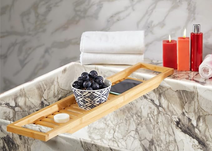 RoyalHouse Bamboo Bath Caddy Tray - Image 5