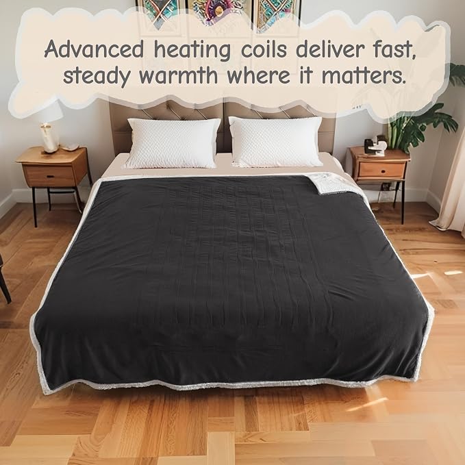 Electric Heated Blanket Full Size 72"x84", Soft Flannel - Image 8