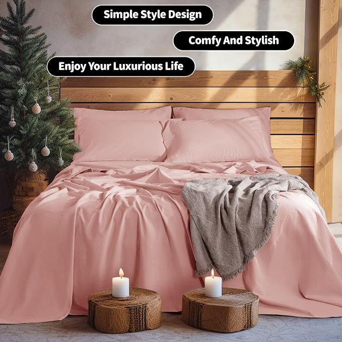 LBRO2M 100% Pure Linen Sheet Set Deep Pocket Up to 16" Bed Sheets Sets - Image 7