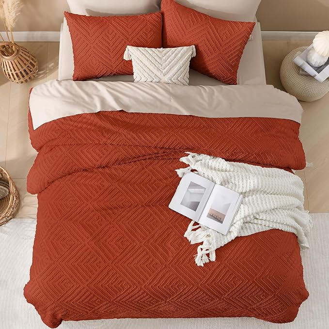 Andency Full Size Comforter Sets Burnt Orange, Boho Lightweight Full Bed Set - Image 7