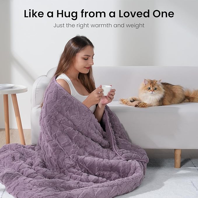 20lbs Weighted Blanket for Adults, Thick Fuzzy Jacquard Sherpa Weighted Blanket - Image 4
