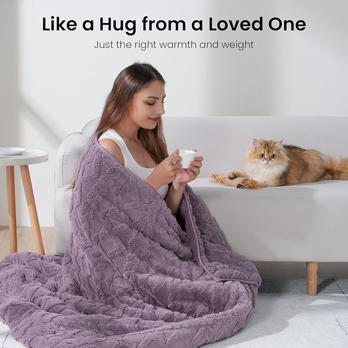 Drewin Weighted Blanket for Adults Twin Size, 15 lbs Stylish Jacquard Sherpa - Image 4