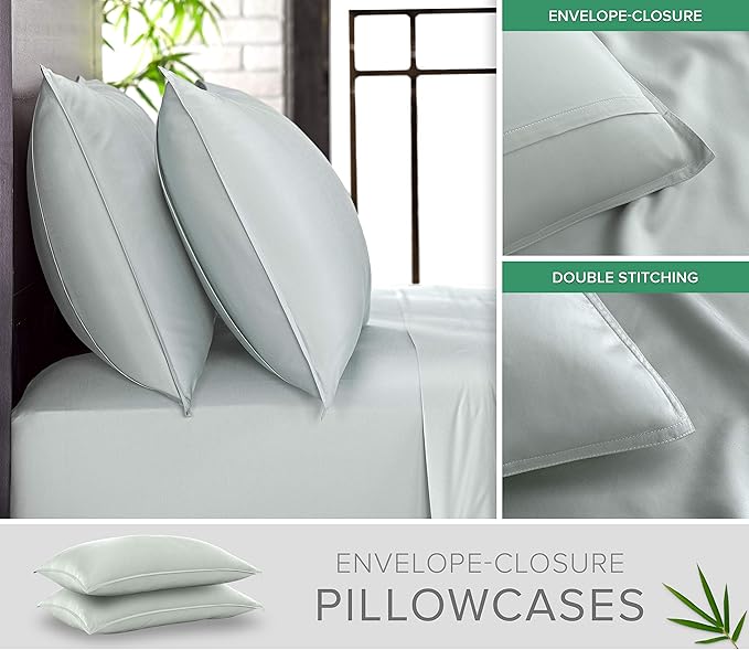 Queen Pillowcases by Pure Bamboo, Genuine 100% Organic Viscose Derived from - Image 2