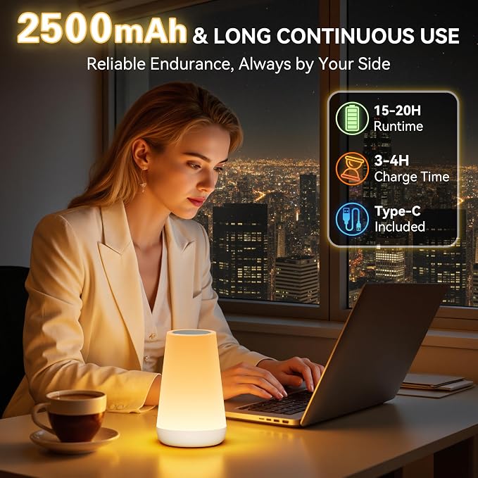 Auxmir Night Light, Dimmable Touch Lamp - Image 5