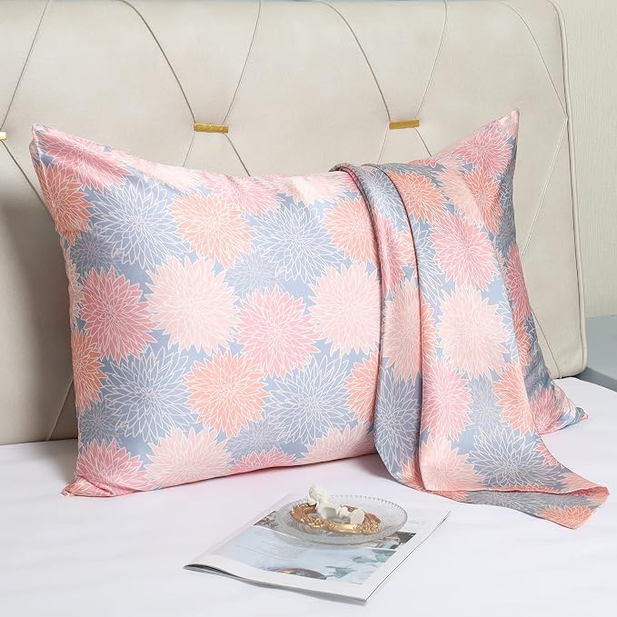 MANSPHIL King Pink Floral 100% Silk Pillow Cases - Image 3