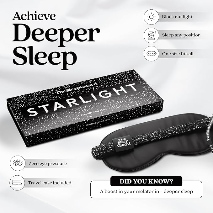 TheSleepGuard Pure Silk Sleep Mask Light Blocking Travel Essentials. Eye Masks - Image 3
