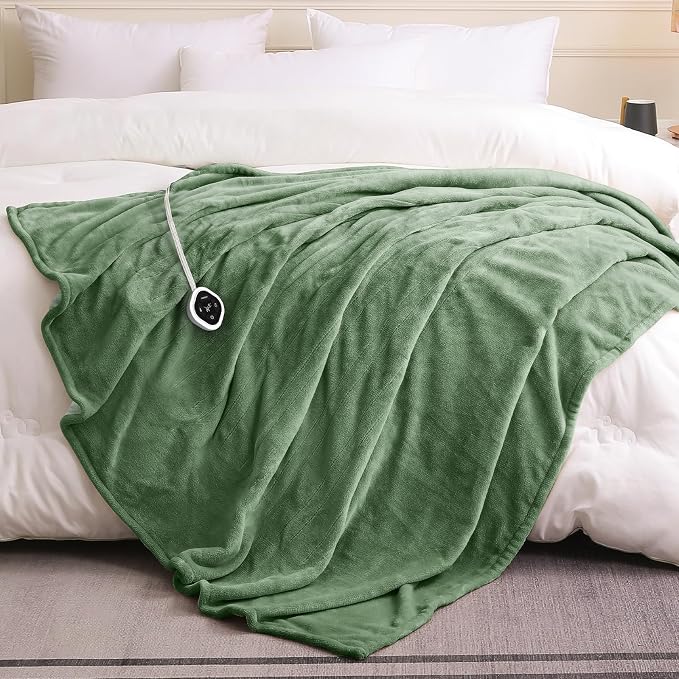HOMLYNS LuxeHeat Heated Blanket Electric Blanket Twin Size, Soft Flannel Sherpa - Image 7