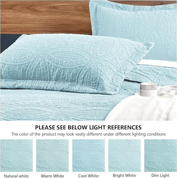 Love's cabin Twin Quilt Set Spa-Blue Bedspreads - Image 5
