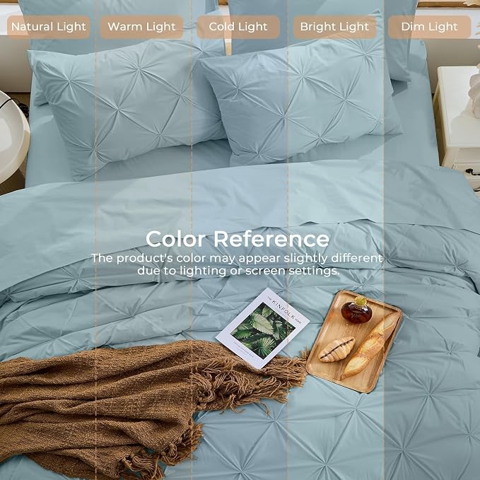 Sasttie King Size Comforter Set, 7-Piece Bed in a Bag, Pintuck Bedding Sets - Image 8
