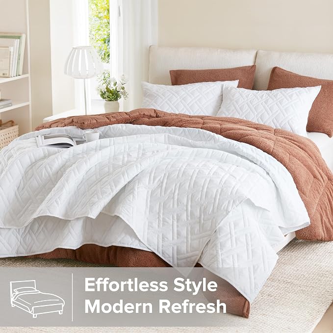 Comfort Spaces King Quilt Set Modern Reversible Diamond Coverlet King Bedding - Image 2