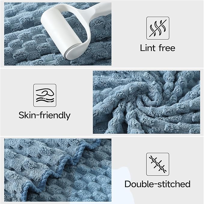 REDKISS Blue Microfiber Towels Set of 6-35x70 Inches Oversized Bath Sheets - Image 5