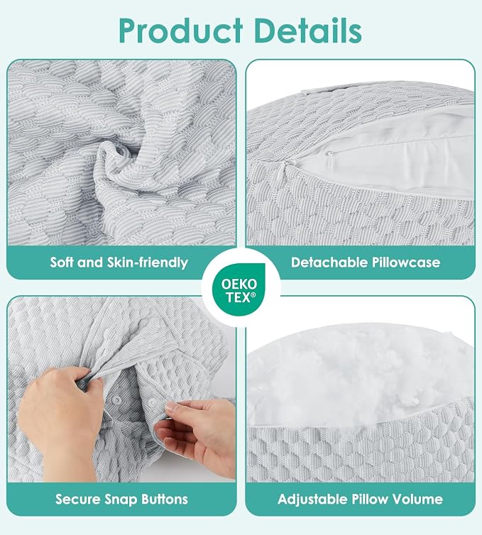 Pregnancy Pillow Cooling for Sleeping, Detachable and Adjustable Double-Sided - Image 7