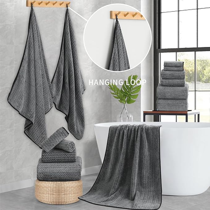 Ultra Soft Bath Towel Set, 12 Piece Family Bathroom Towel Set - Image 2