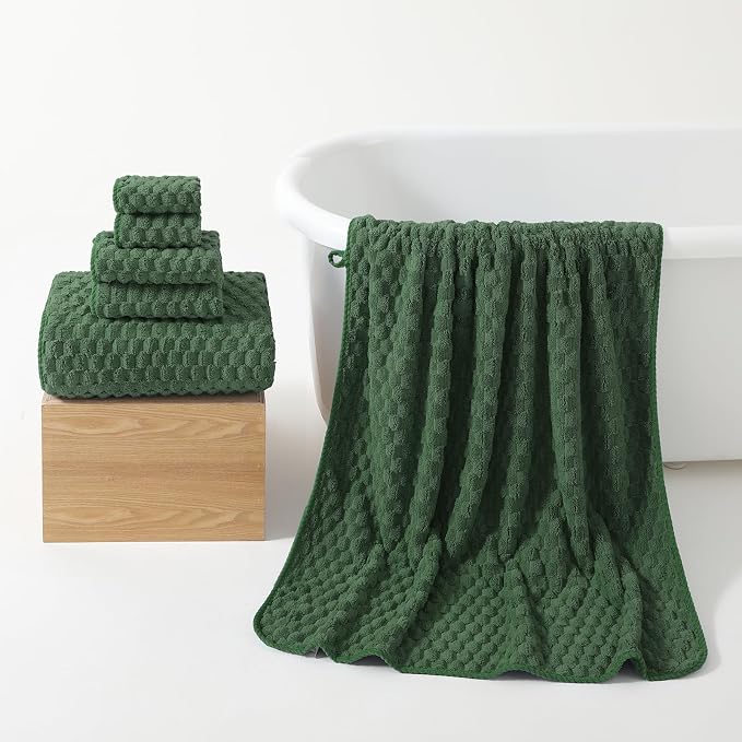 REDKISS Olive Green Microfiber Towels Set of 6-35x70 Inches Oversized Bath - Image 3