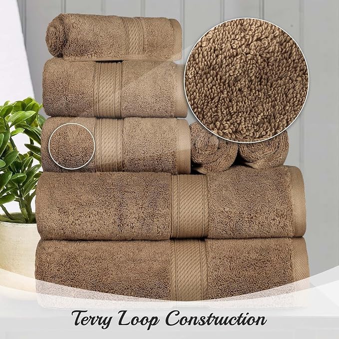 SUPERIOR Egyptian Cotton Pile Bath Towel Set of 2, Ultra Soft Luxury Towels - Image 8