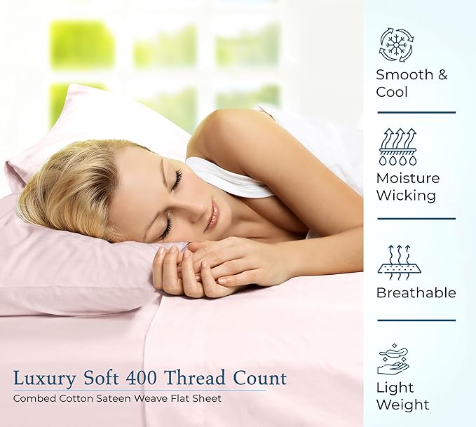 400 Thread Count 100% American Grown Cotton Flat Sheet - Image 5