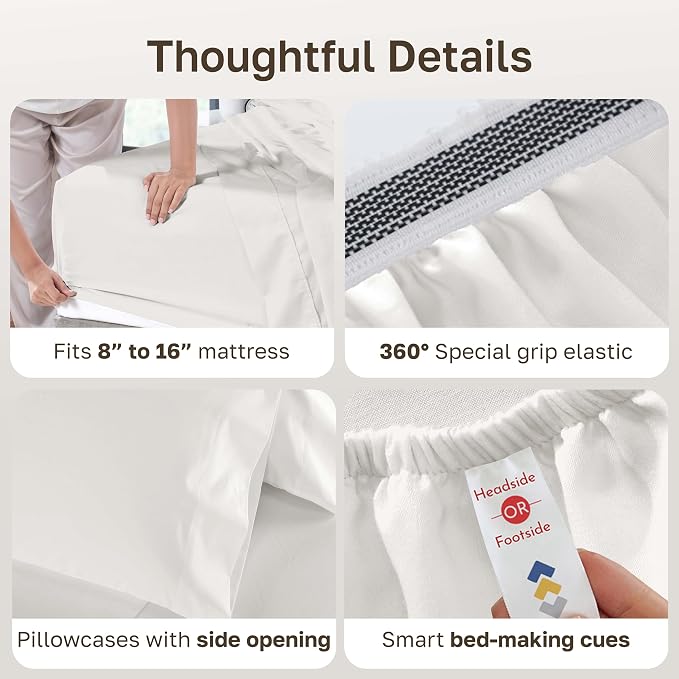 California Design Den Natural 100% Cotton Sheets King Size Set - Image 5